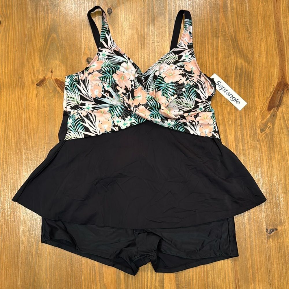 NWT Septangle Women's Size 20W Dress Swimsuit Tummy Control Swimwear one piece